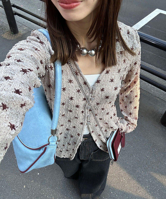 凹凸紋V領開襟襯衫