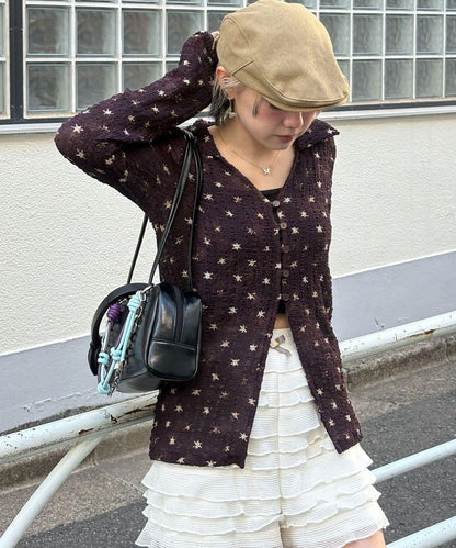 凹凸紋V領開襟襯衫