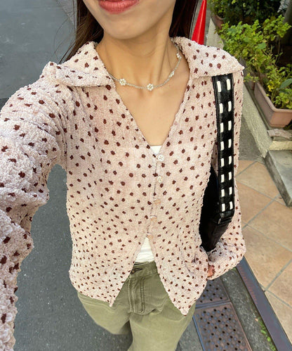 凹凸紋V領開襟襯衫