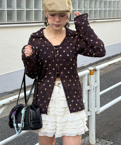 凹凸紋V領開襟襯衫