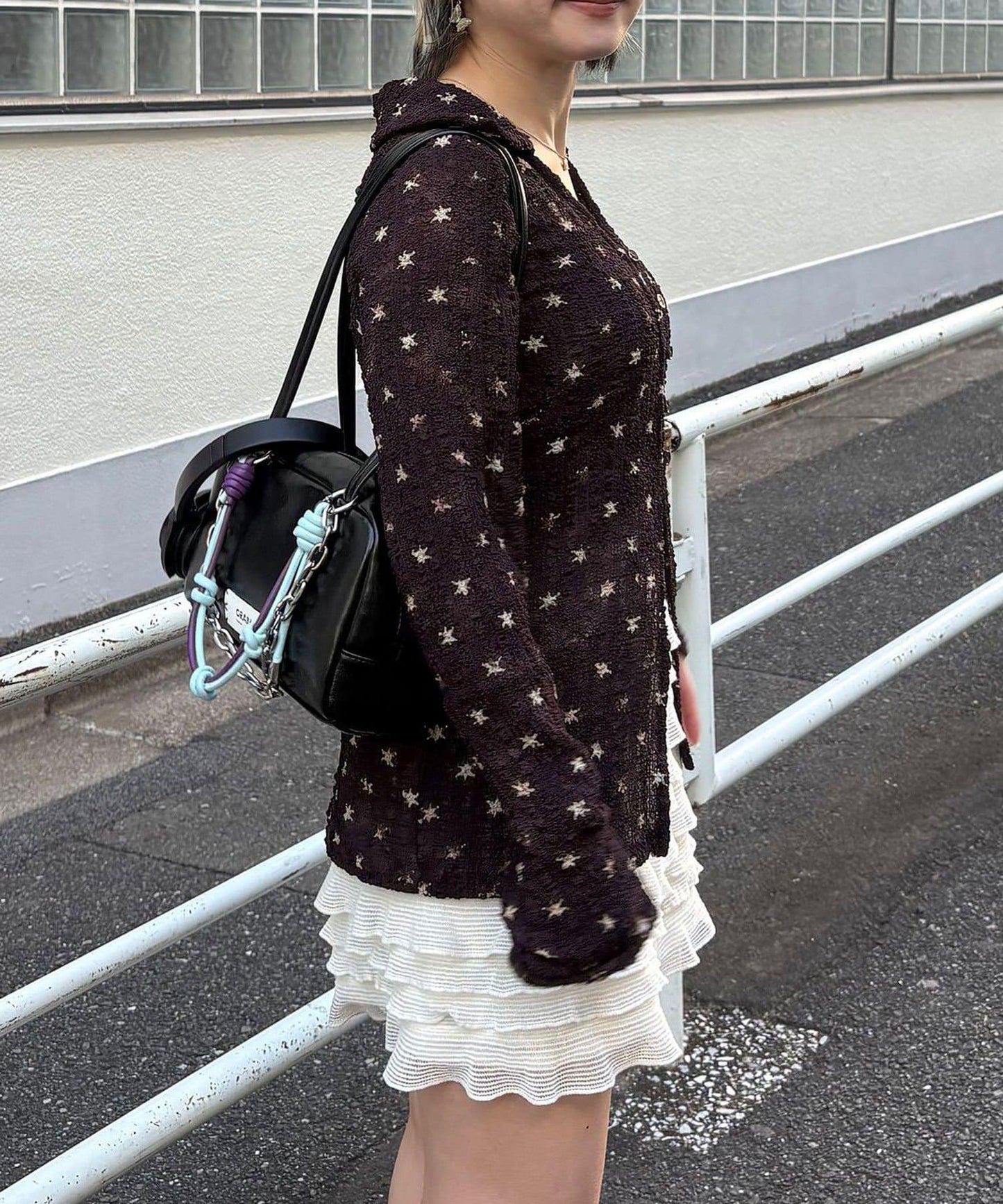 凹凸紋V領開襟襯衫