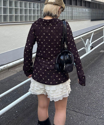 凹凸紋V領開襟襯衫