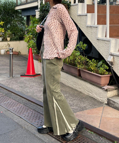 凹凸紋V領開襟襯衫