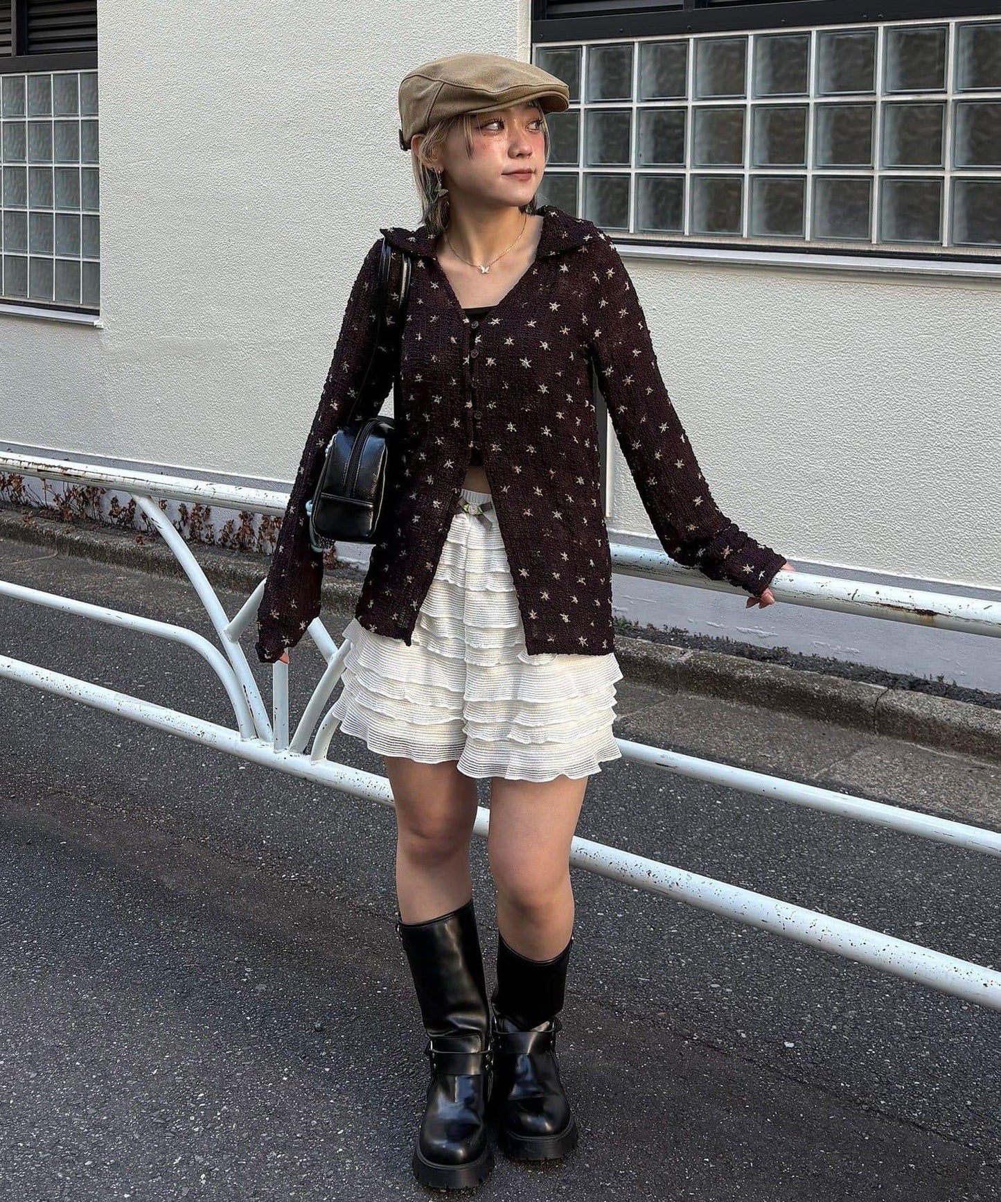 凹凸紋V領開襟襯衫