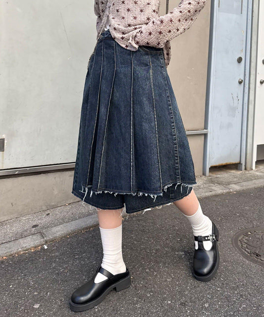 ANTI WARP 裙裝疊穿設計 牛仔短褲