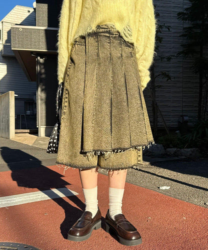 ANTI WARP 裙裝疊穿設計 牛仔短褲