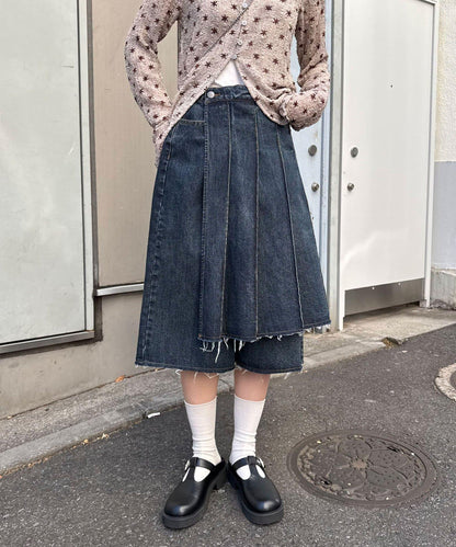 ANTI WARP 裙裝疊穿設計 牛仔短褲