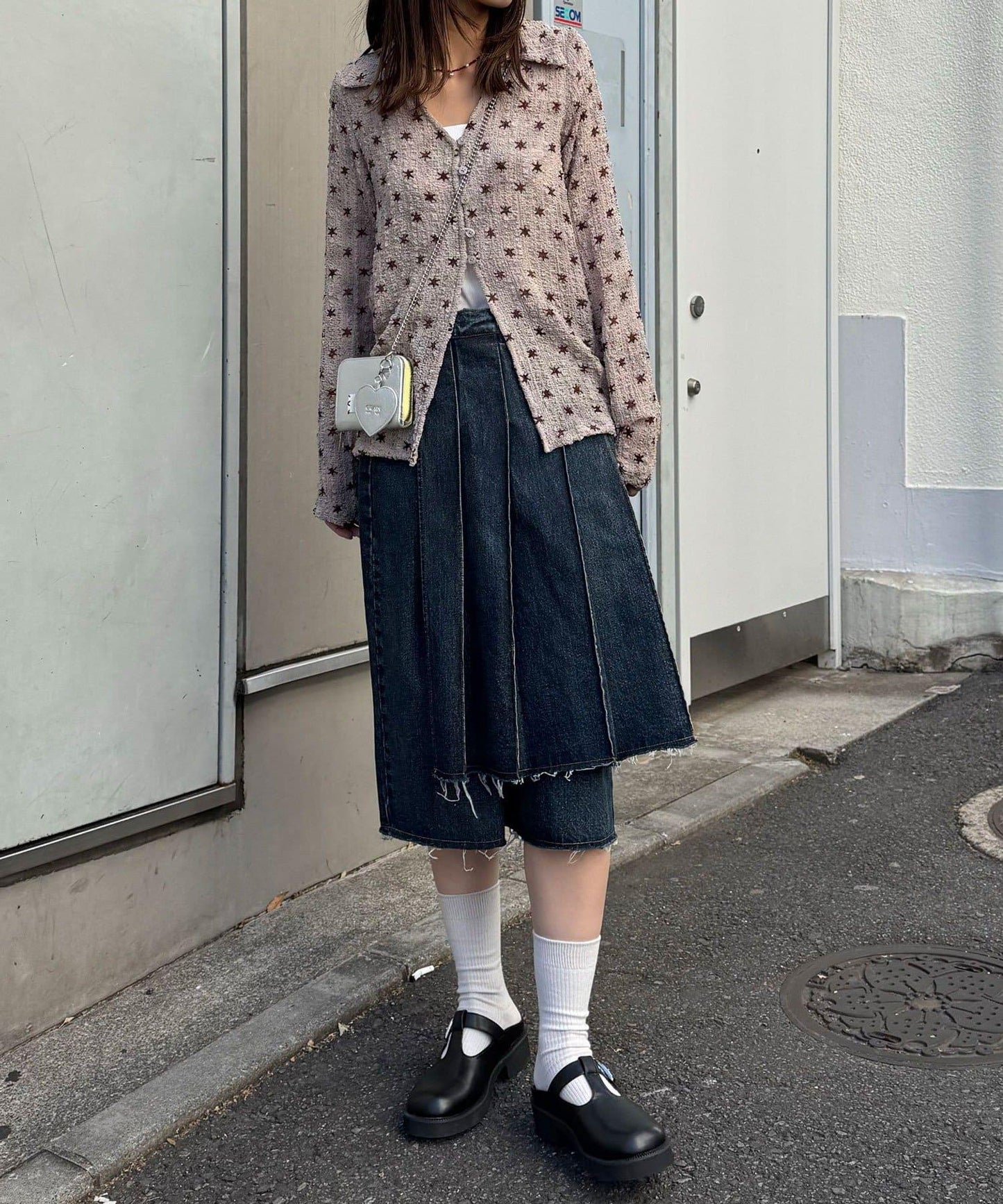 ANTI WARP 裙裝疊穿設計 牛仔短褲