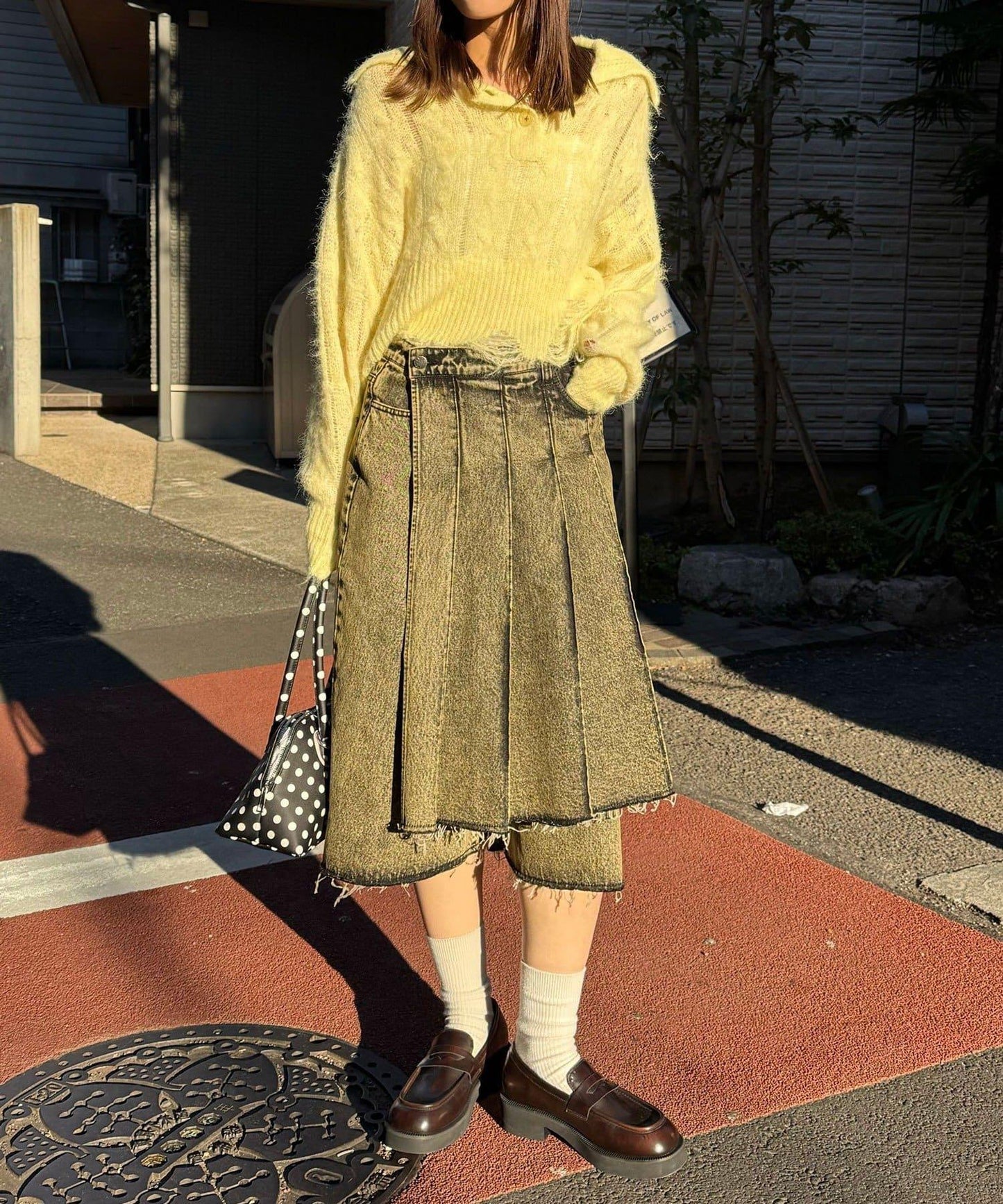 ANTI WARP 裙裝疊穿設計 牛仔短褲