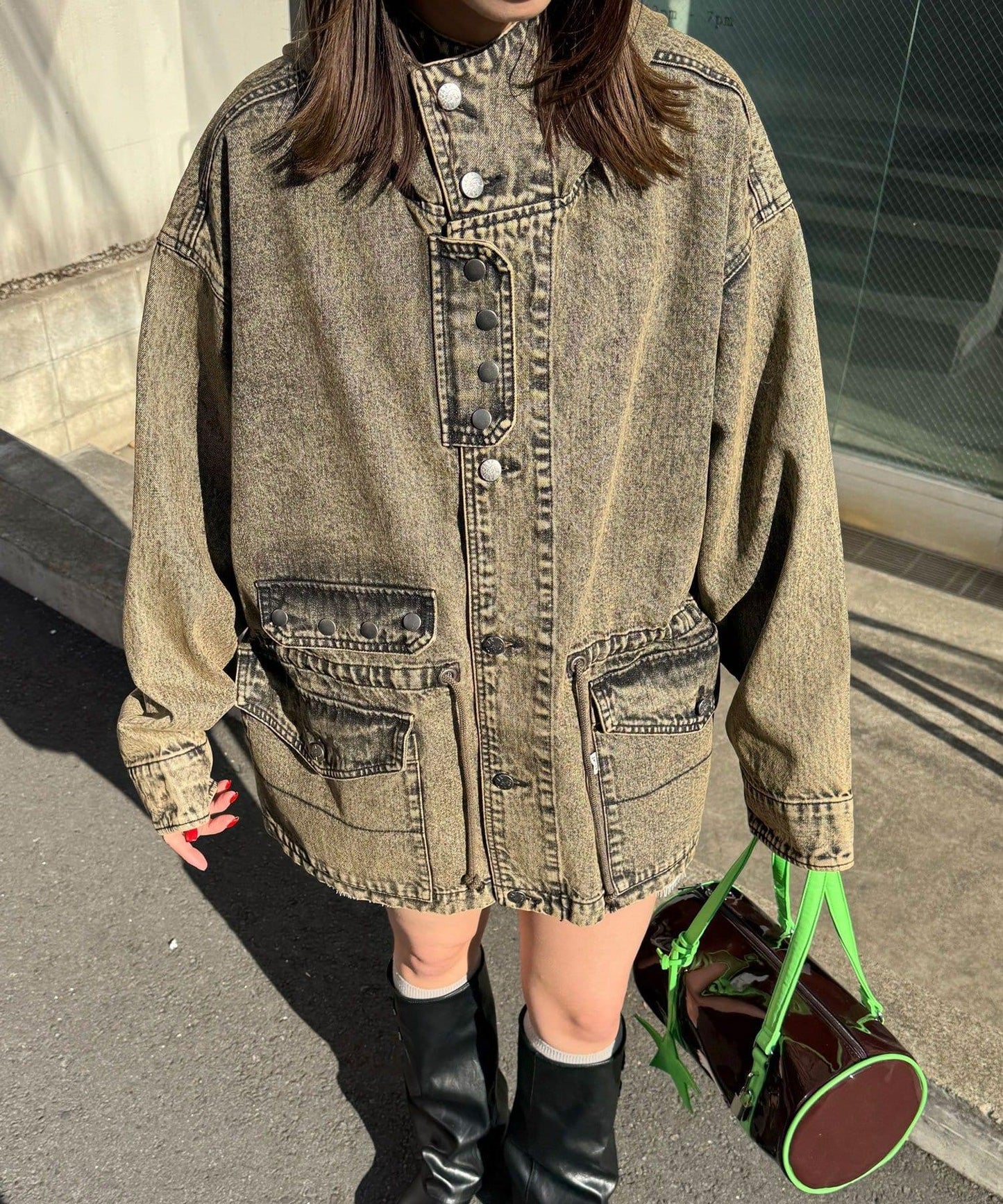 ANTI WARP 牛仔罩衫連帽夾克