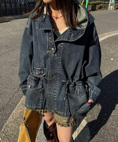 ANTI WARP 牛仔罩衫連帽夾克