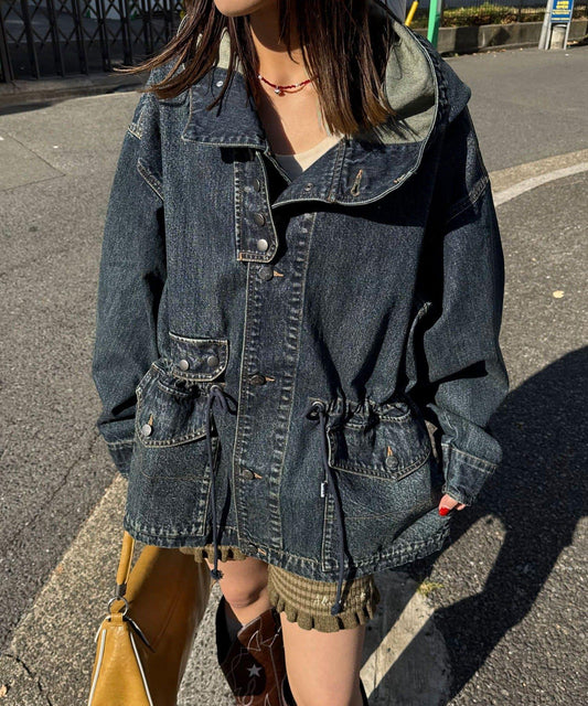 ANTI WARP 牛仔罩衫連帽夾克