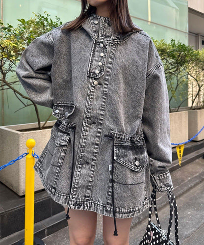 ANTI WARP 牛仔罩衫連帽夾克