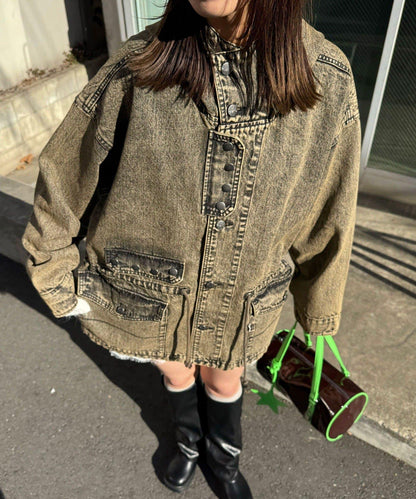 ANTI WARP 牛仔罩衫連帽夾克