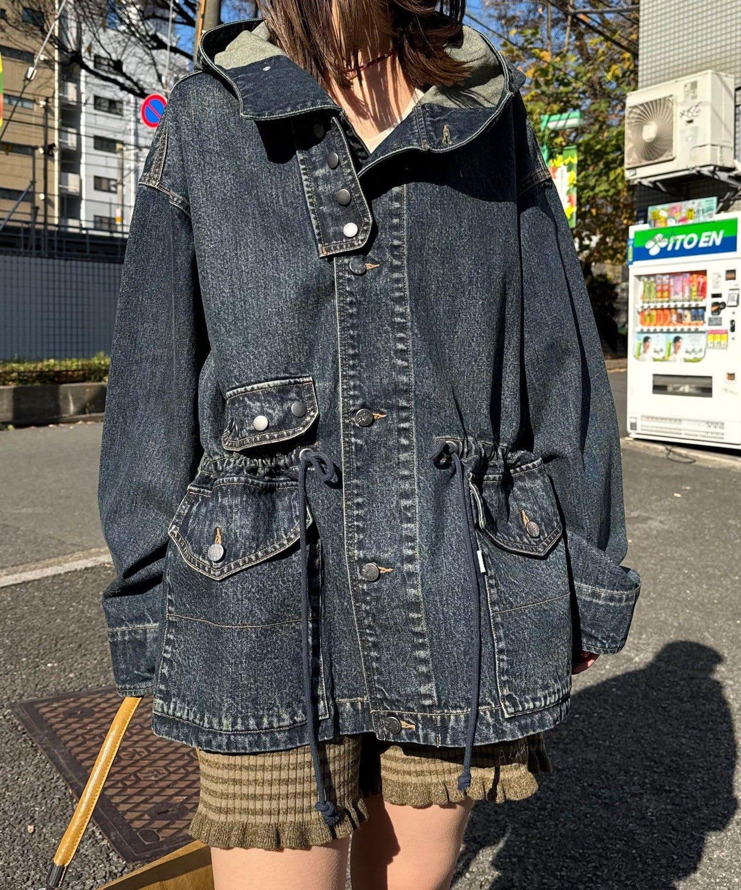 ANTI WARP 牛仔罩衫連帽夾克