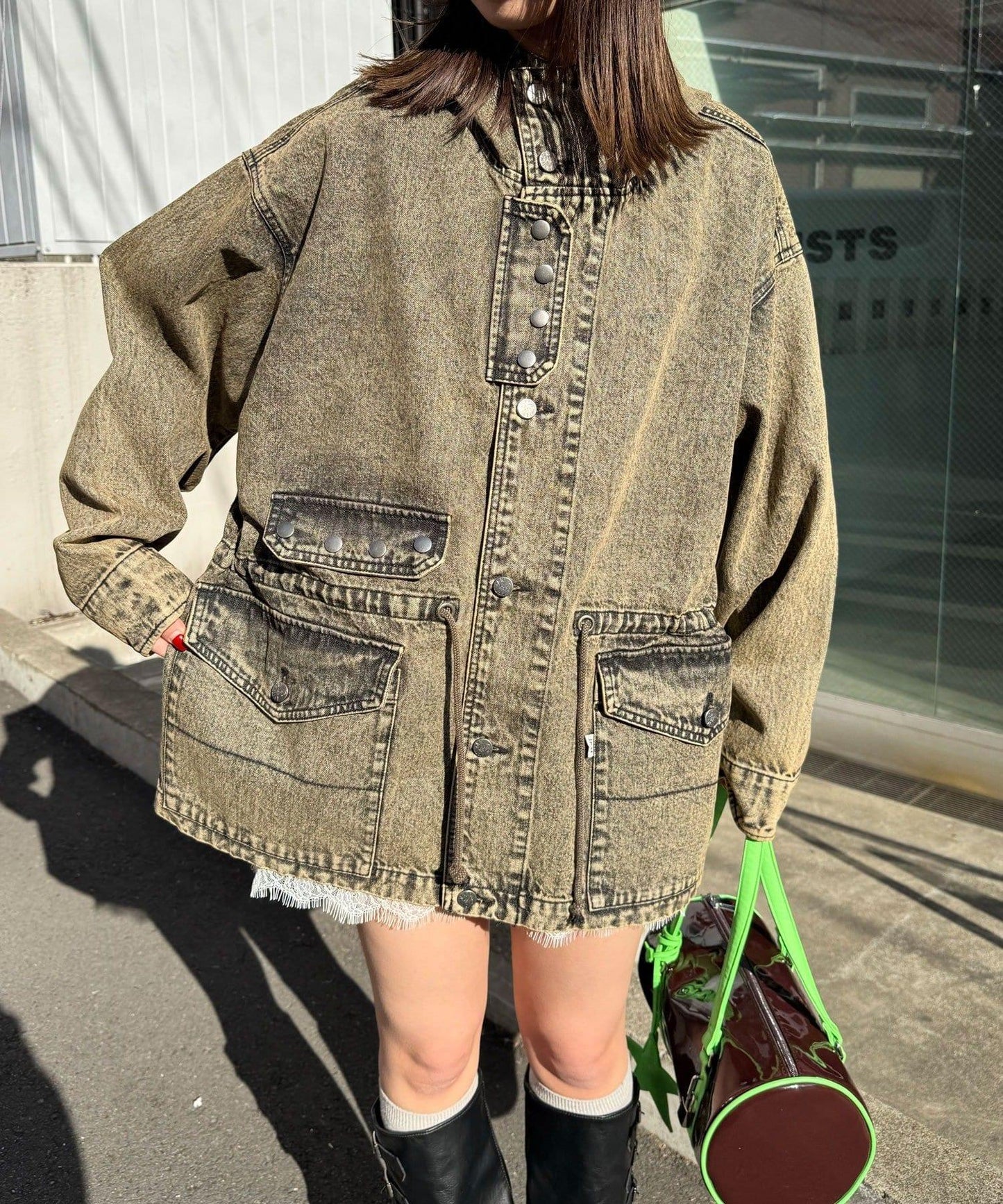 ANTI WARP 牛仔罩衫連帽夾克