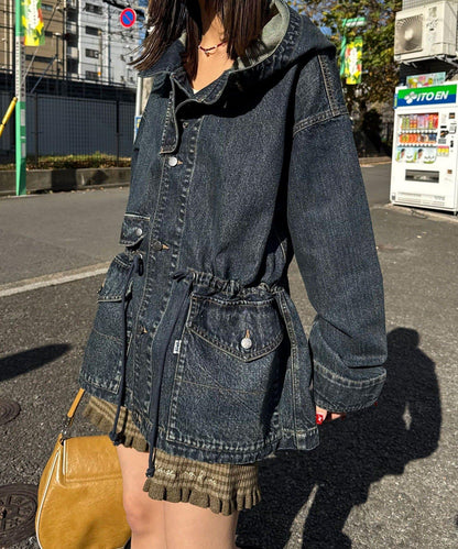 ANTI WARP 牛仔罩衫連帽夾克