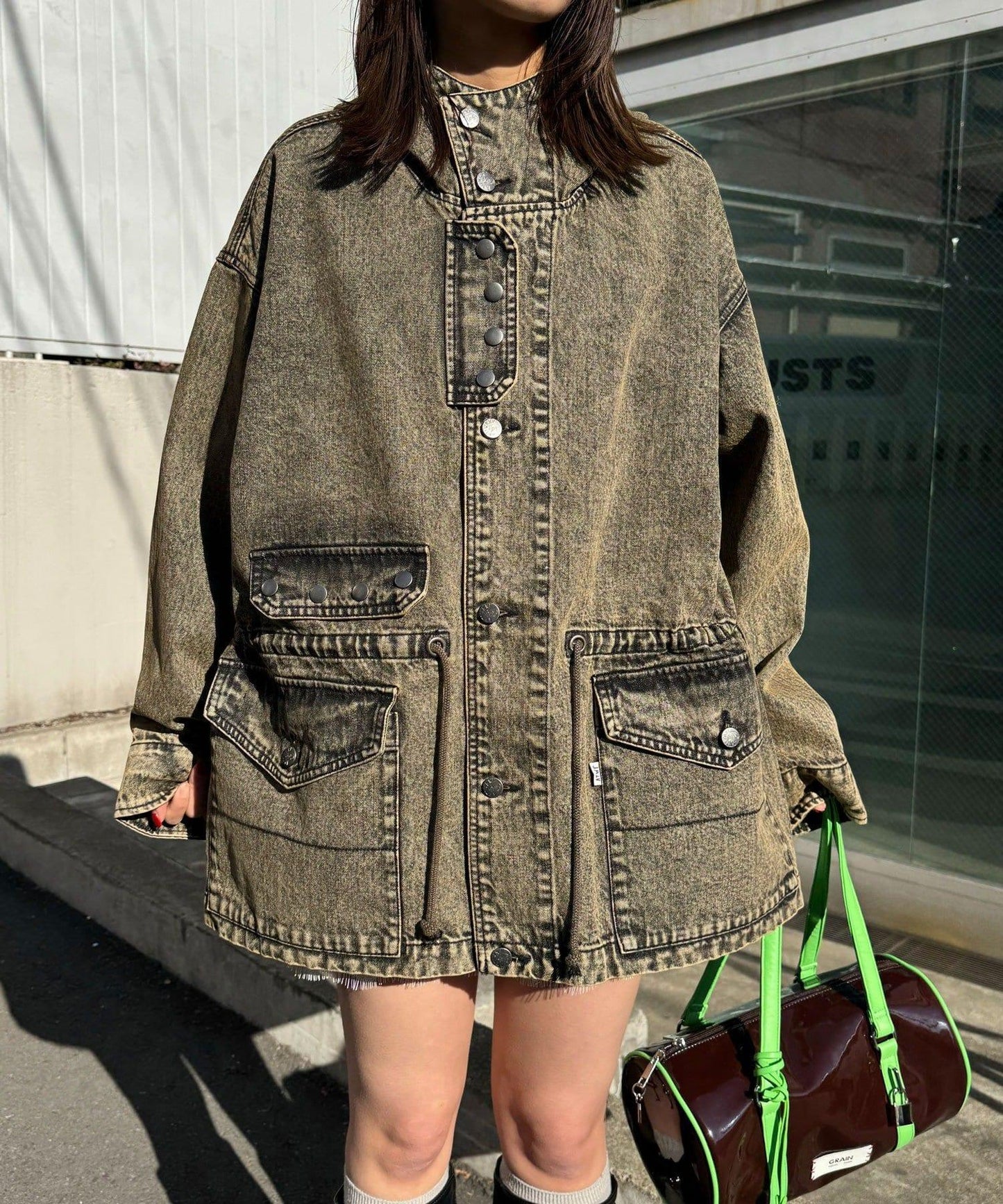 ANTI WARP 牛仔罩衫連帽夾克