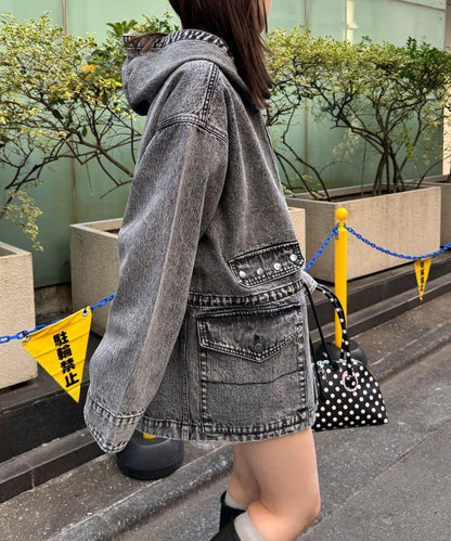 ANTI WARP 牛仔罩衫連帽夾克