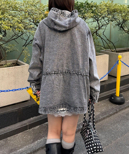 ANTI WARP 牛仔罩衫連帽夾克