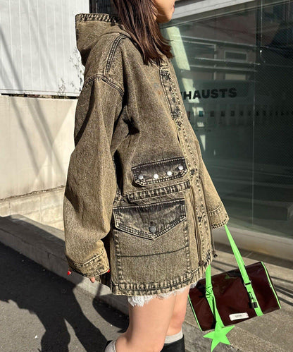 ANTI WARP 牛仔罩衫連帽夾克