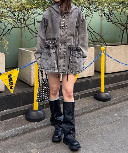 ANTI WARP 牛仔罩衫連帽夾克