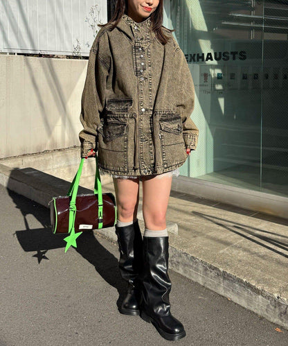 ANTI WARP 牛仔罩衫連帽夾克