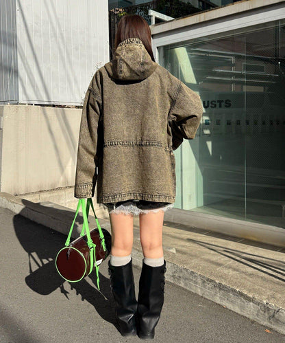 ANTI WARP 牛仔罩衫連帽夾克