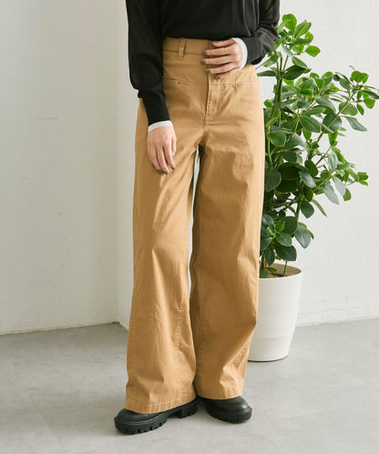 修飾腿部 寬鬆闊腿 拼接 後腰鬆緊設計 褲子