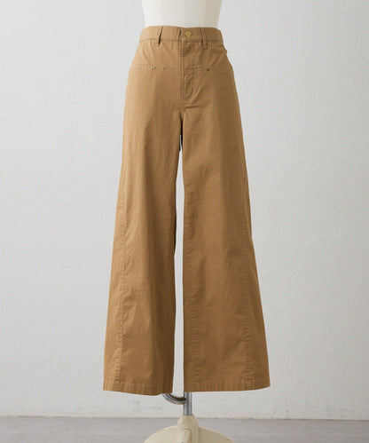 修飾腿部 寬鬆闊腿 拼接 後腰鬆緊設計 褲子