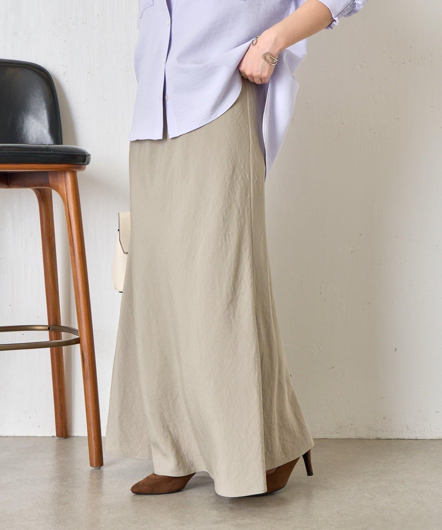 輕盈質感 長款 人造絲尼龍 半身裙