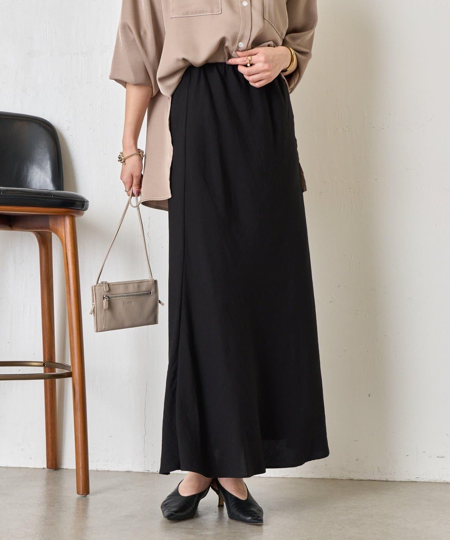 輕盈質感 長款 人造絲尼龍 半身裙