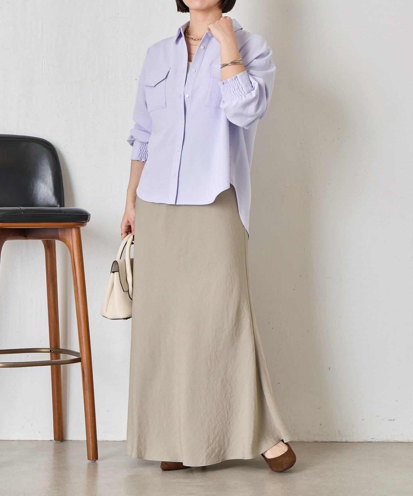 輕盈質感 長款 人造絲尼龍 半身裙