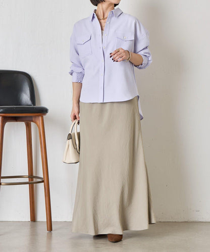 輕盈質感 長款 人造絲尼龍 半身裙