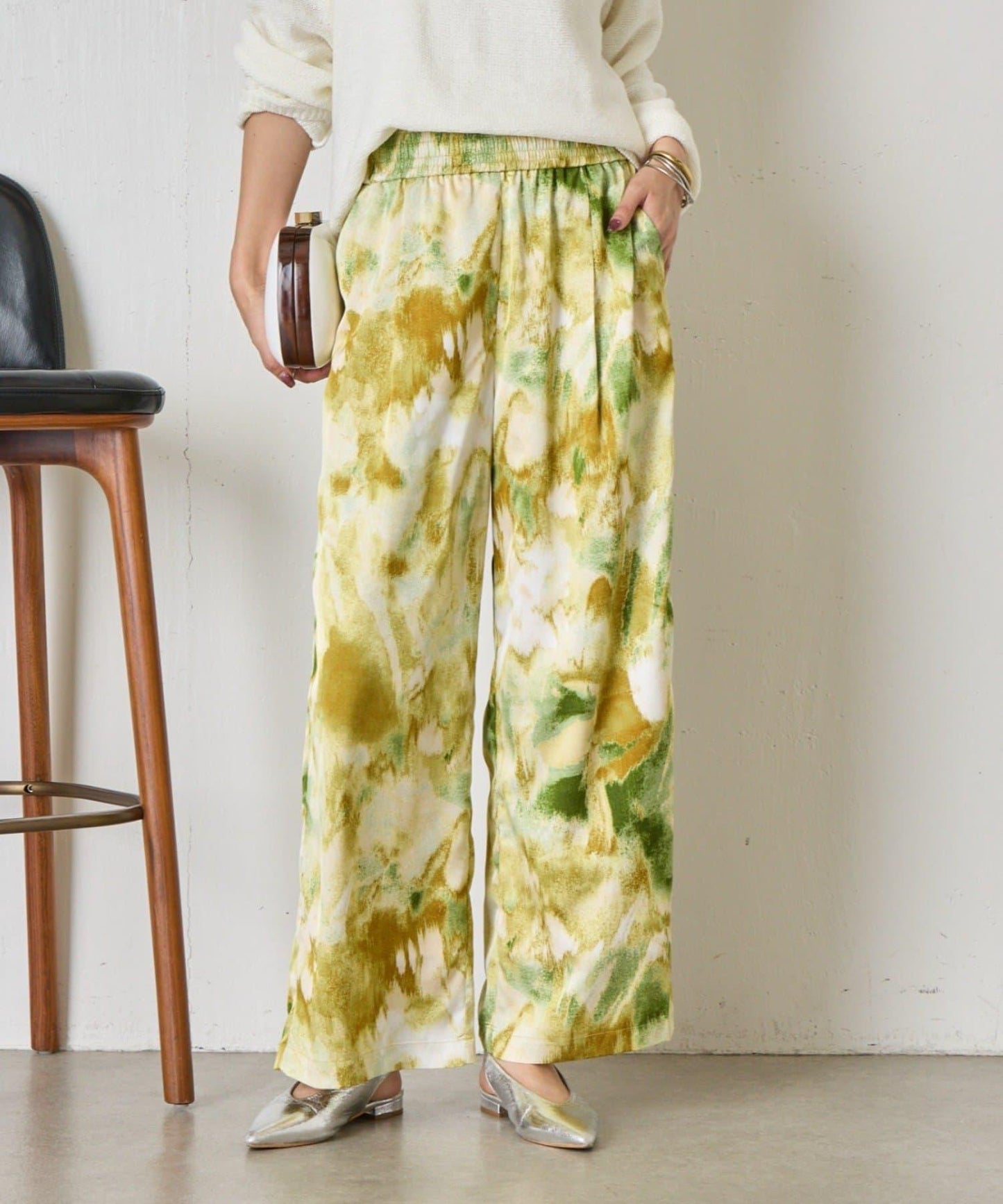 漸變花卉印花 斜紋面料 褲子