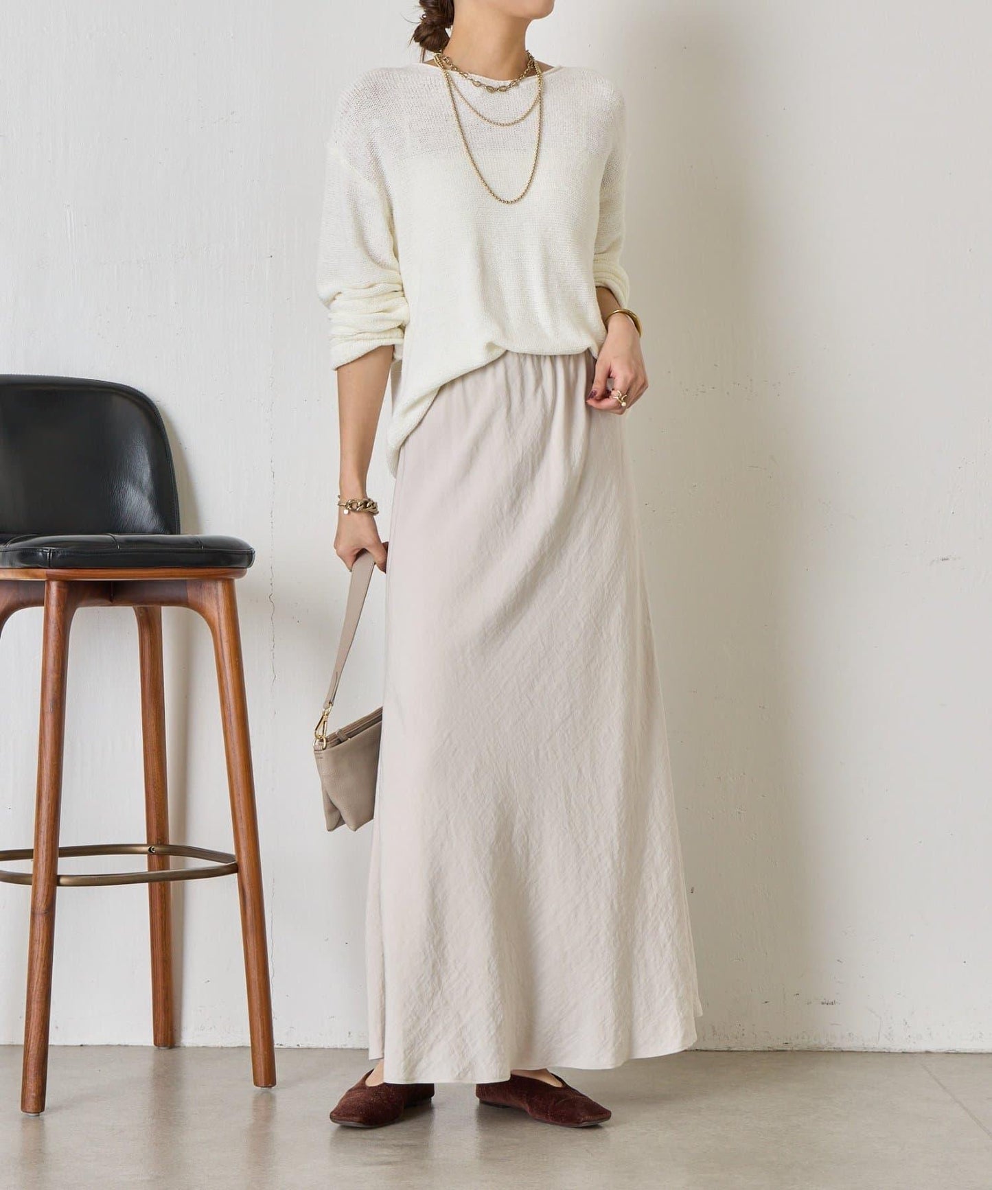 輕盈質感 長款 人造絲尼龍 半身裙