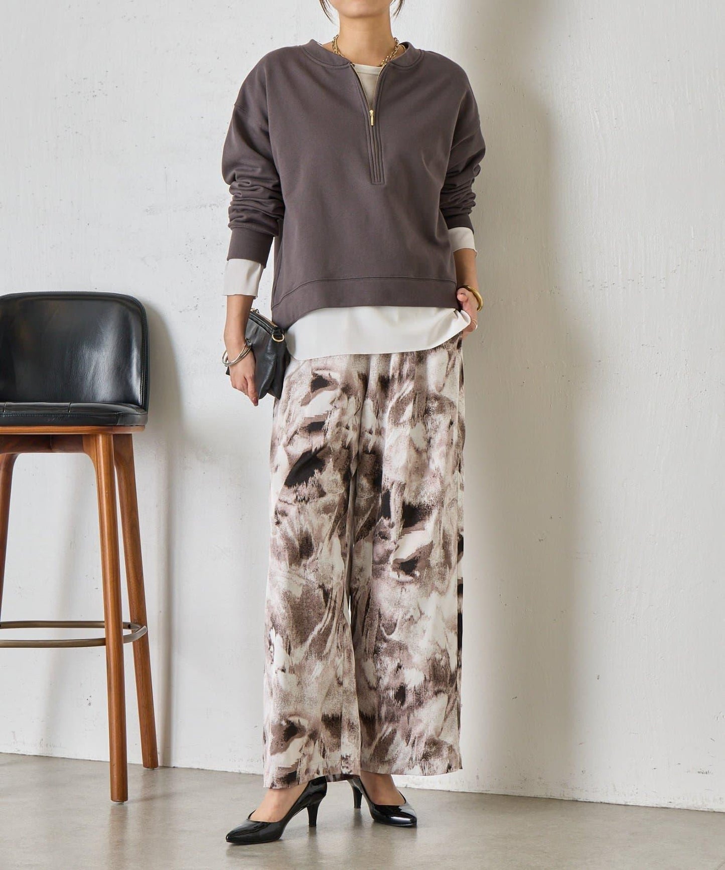 漸變花卉印花 斜紋面料 褲子