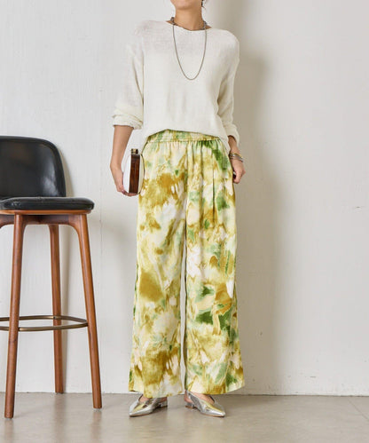 漸變花卉印花 斜紋面料 褲子