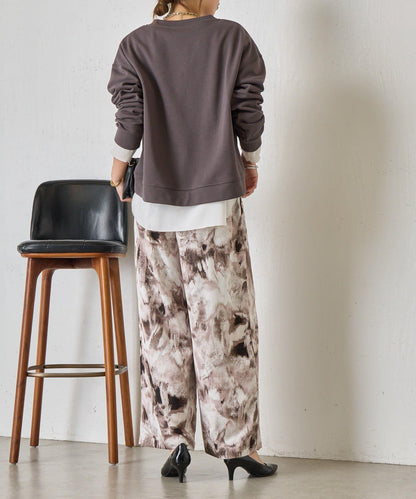 漸變花卉印花 斜紋面料 褲子