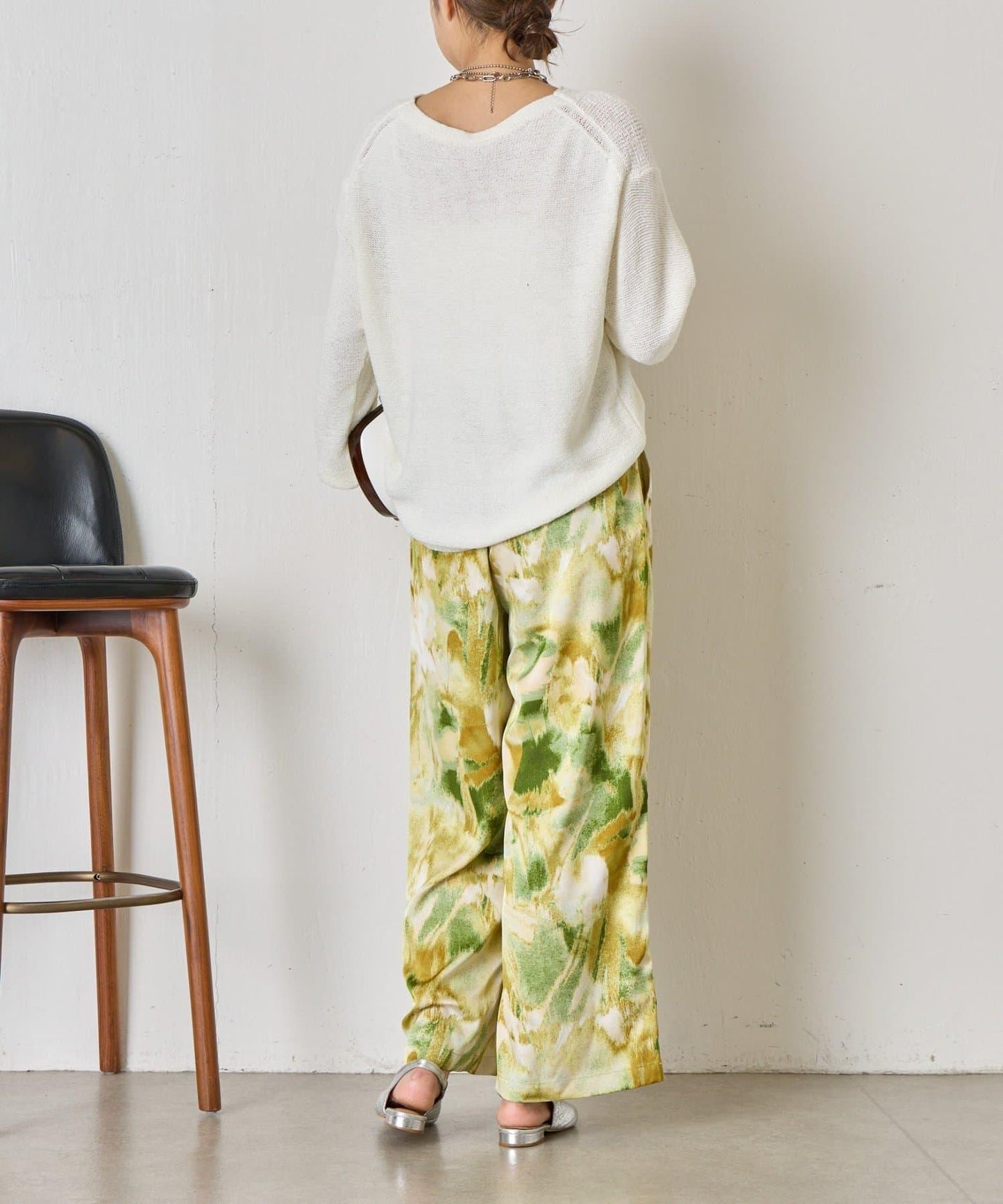 漸變花卉印花 斜紋面料 褲子