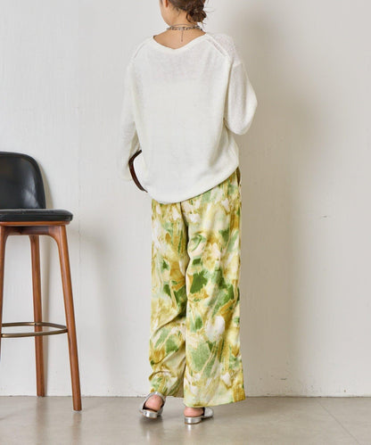 漸變花卉印花 斜紋面料 褲子