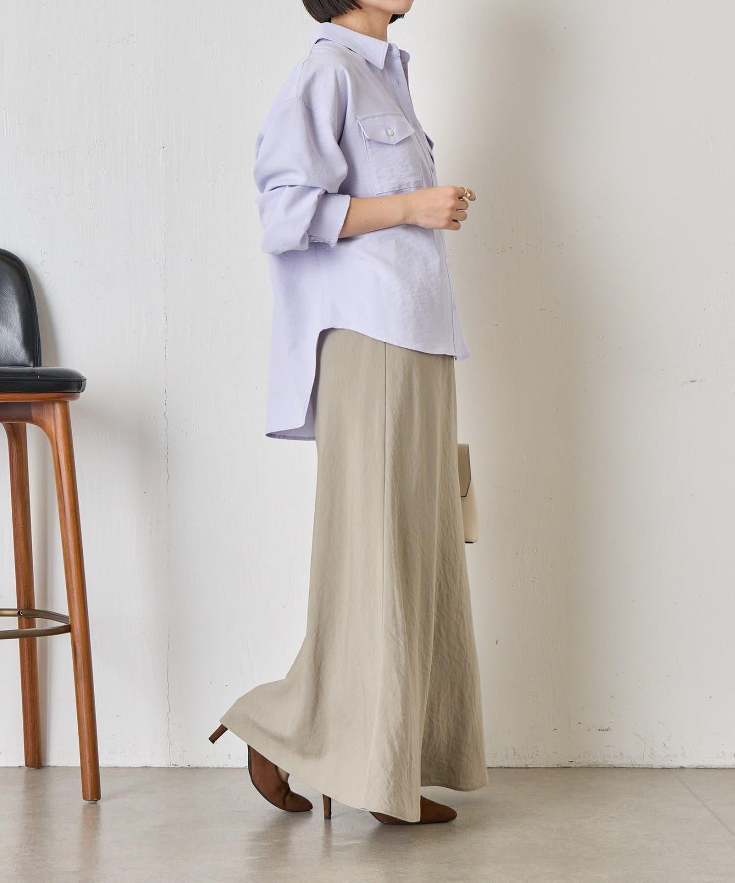 輕盈質感 長款 人造絲尼龍 半身裙