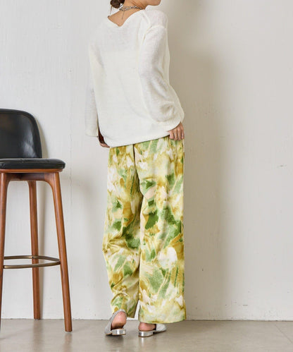 漸變花卉印花 斜紋面料 褲子