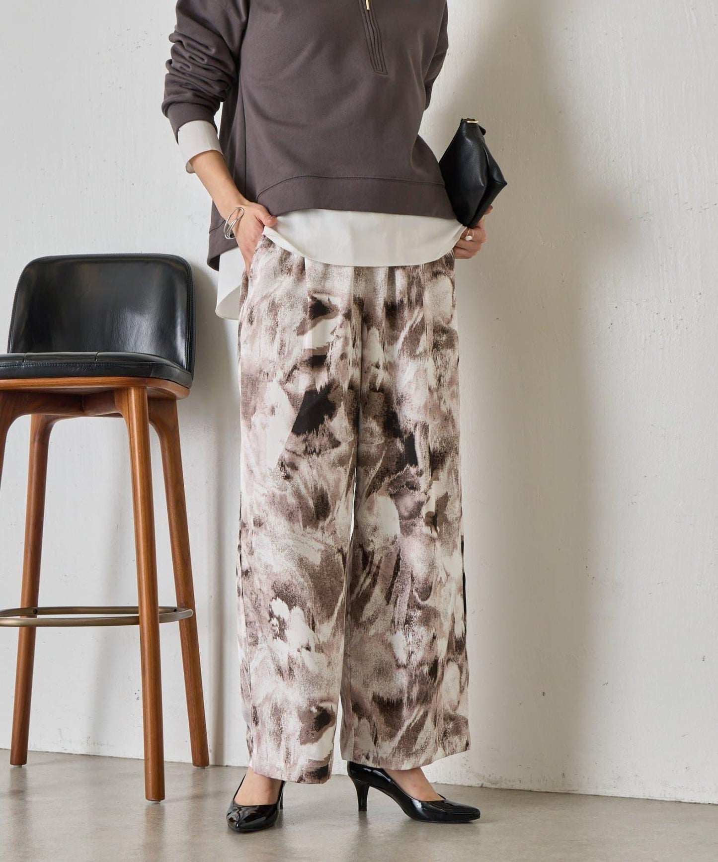 漸變花卉印花 斜紋面料 褲子