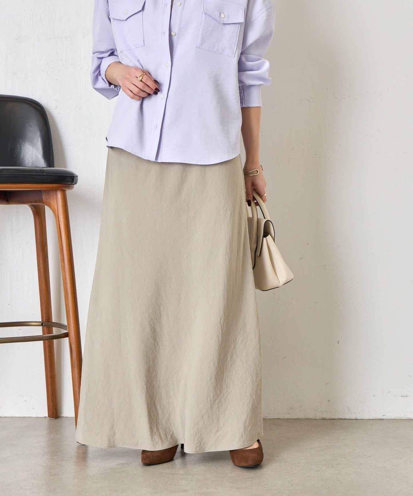 輕盈質感 長款 人造絲尼龍 半身裙