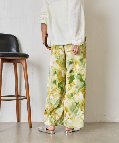 漸變花卉印花 斜紋面料 褲子