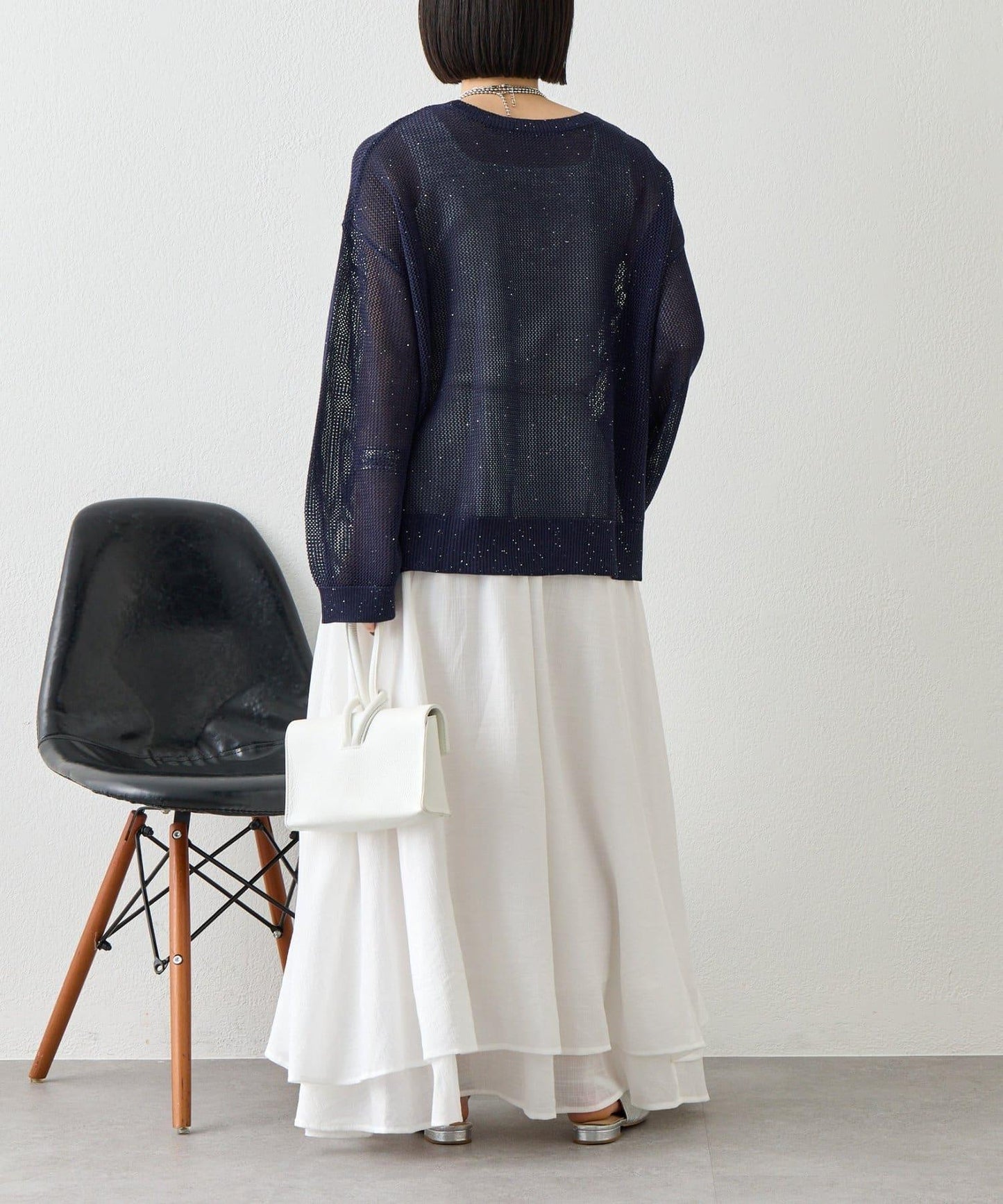 網紗亮片針織上衣