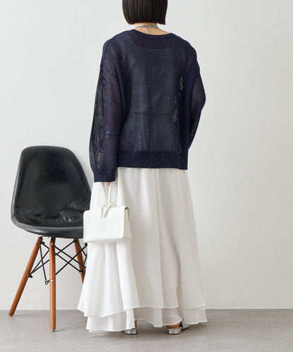 網紗亮片針織上衣