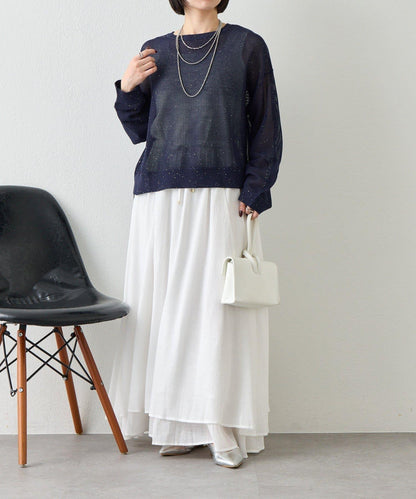 網紗亮片針織上衣