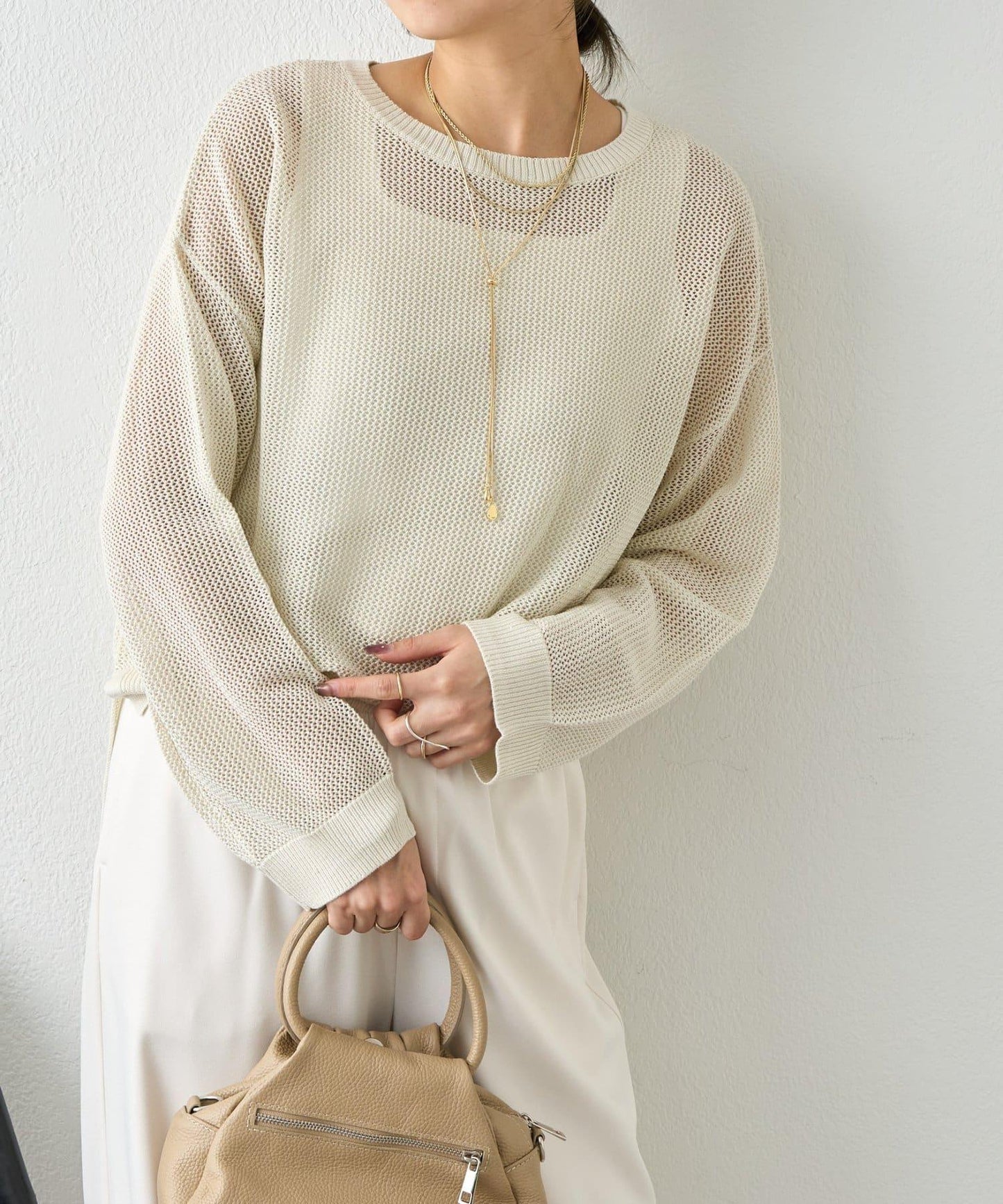 網紗亮片針織上衣